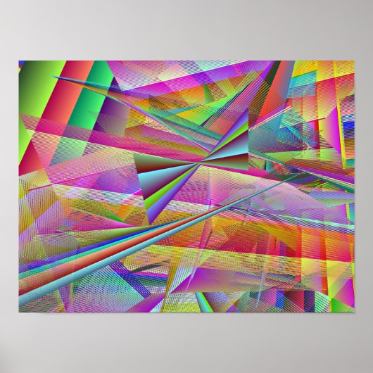 Broken Glass Shattered Mirror Line Art ポスター (正面)