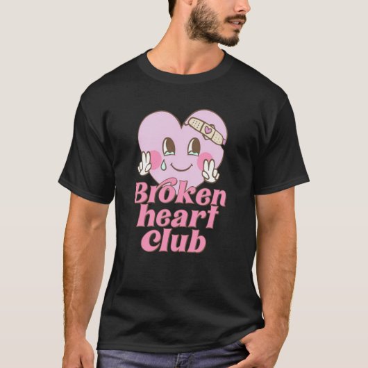 Broken Heart Club Valentine Day Retro Groovy Men W Tシャツ (正面)