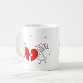 Broken Heart Couple Sad Love Cartoon Valentine コーヒーマグカップ (正面左)