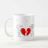 Broken Heart Couple Sad Love Cartoon Valentine コーヒーマグカップ (左)