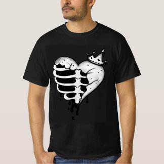 Broken Heart Crown Skeleton T-Shirt – ダークゴシック Tシャツ