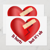 Broken heart healed with patch and life quote 招待状 (正面/裏面)