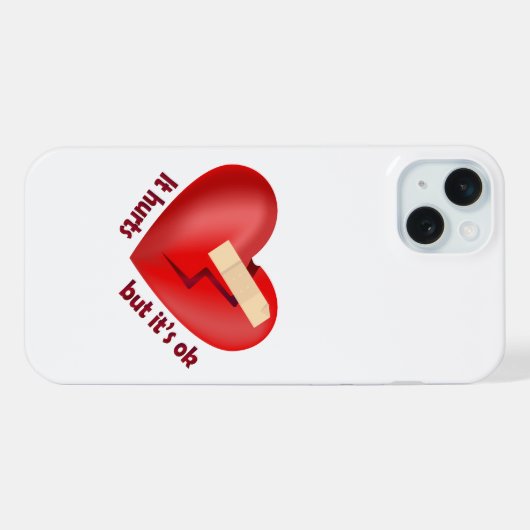 Broken heart healed with patch and life quote iPhoneケース (裏面横)