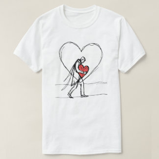 Broken Heart Love Silhouette Emotional Art Tシャツ