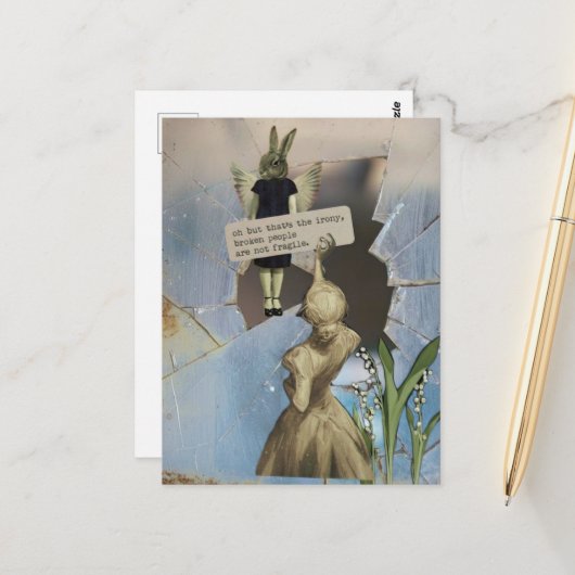 Broken People Are Not Fragile Vintage Collage ポストカード (正面/裏面インサイチュ)