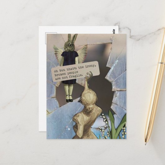 Broken People Are Not Fragile Vintage Collage ポストカード (正面/裏面インサイチュ)