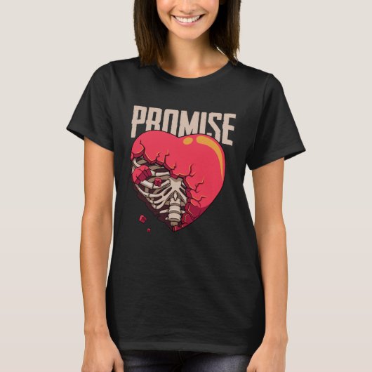 Broken Promise Broken Heart Rib Cage Sad Emo Break Tシャツ (正面)