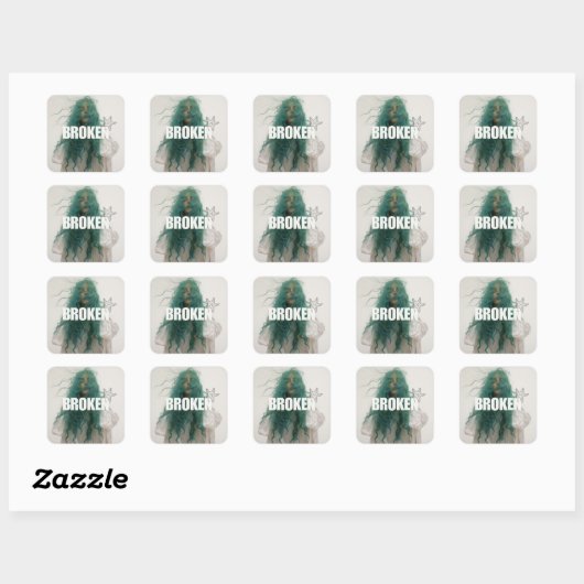 BROKEN teal-haired figure sticker スクエアシール (シート)