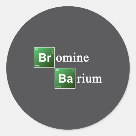 Bromine And Barium Periodic Table Chemistry Elemen ラウンドシール (正面)