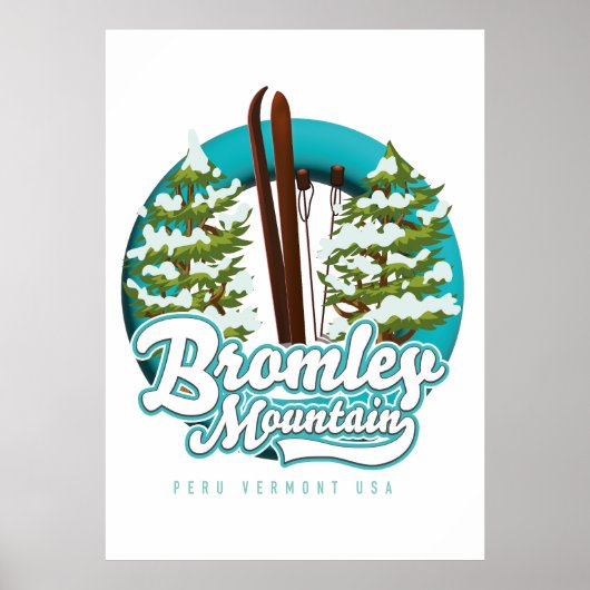 Bromley Mountain ペルー バーモント州 アメリカ スキーロゴ ポスター (正面)