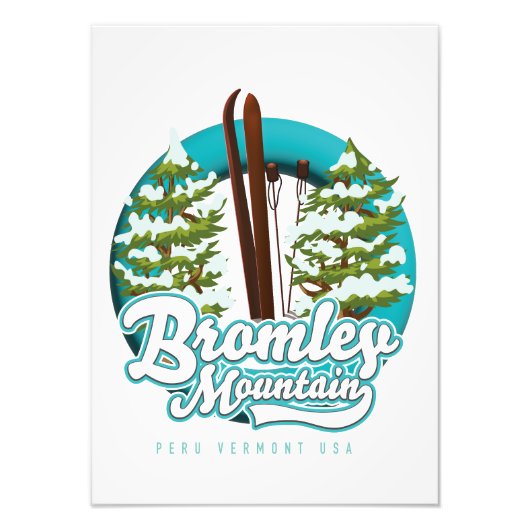 Bromley Mountain Peru Vermont US スキーロゴ フォトプリント (正面)