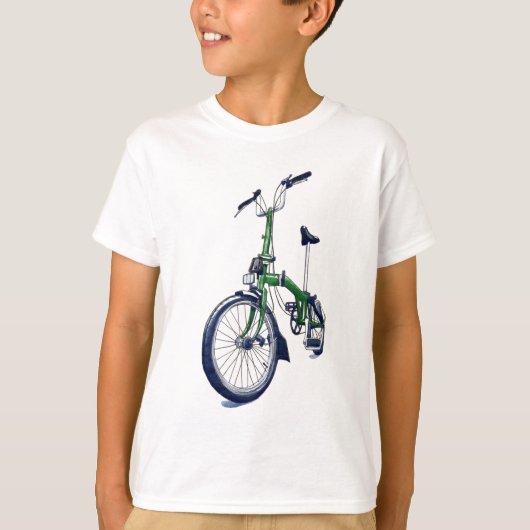 Bromptonの緑の自転車 Tシャツ (正面)