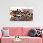 Bronc in Cow Camp by Charles M. Russell キャンバスプリント (インサイチュ (リビング))