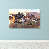 Bronc in Cow Camp by Charles M. Russell キャンバスプリント (インサイチュ (ウッドフロア))