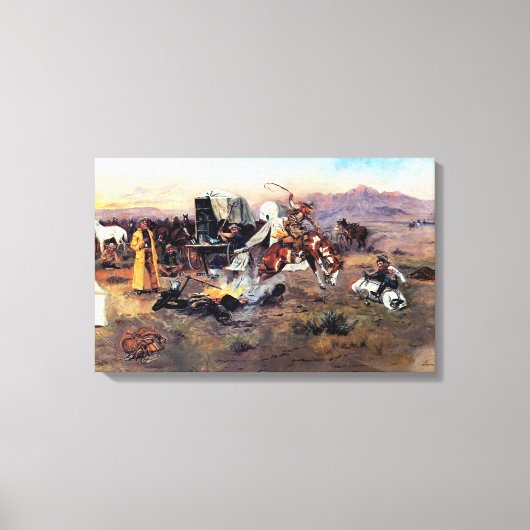 Bronc in Cow Camp by Charles M. Russell キャンバスプリント (正面)