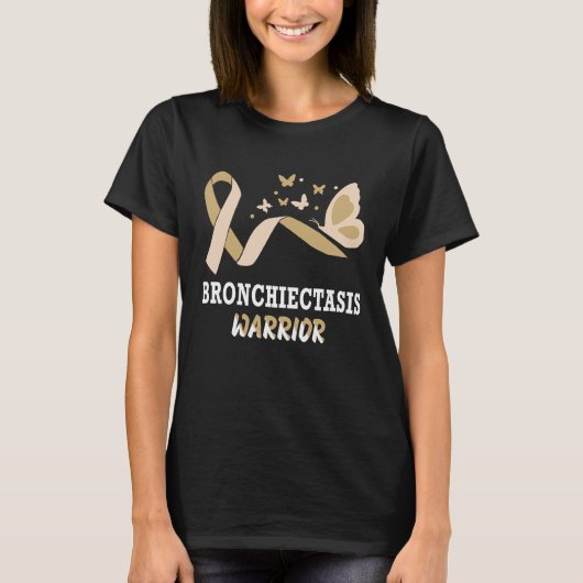 Bronchiectasis Awareness Pearl Ribbon Warrior Butt Tシャツ (正面)