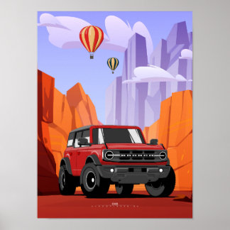 Bronco Off Road Adventure Vehicle Illustration ポスター