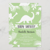 Brontosaurusの恐竜のベビーシャワー 招待状 (正面/裏面)