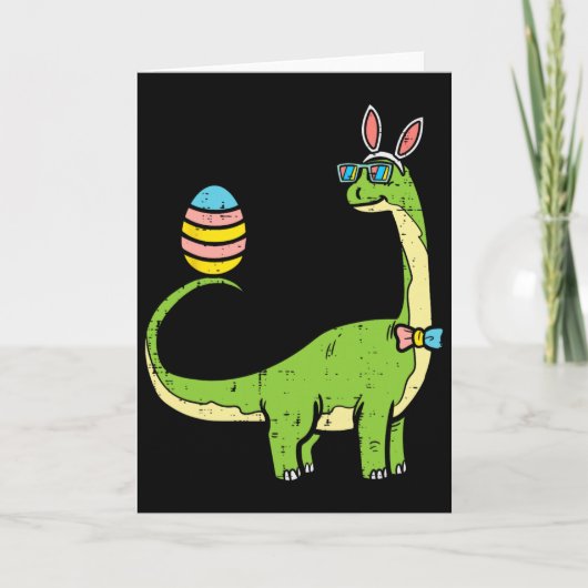 Brontosaurus Bunny Ears Egg Easter Day Dinosaur Di カード (正面)