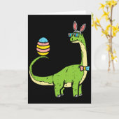 Brontosaurus Bunny Ears Egg Easter Day Dinosaur Di カード (黄色い花)
