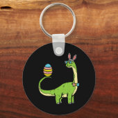 Brontosaurus Bunny Ears Egg Easter Day Dinosaur Di キーホルダー (正面)