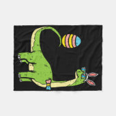 Brontosaurus Bunny Ears Egg Easter Day Dinosaur Di フリースブランケット (正面(横))