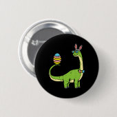 Brontosaurus Bunny Ears Egg Easter Day Dinosaur Di 缶バッジ (正面&裏面)