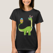 Brontosaurus Bunny Ears Egg Easter Day Dinosaur Di Tシャツ (正面)
