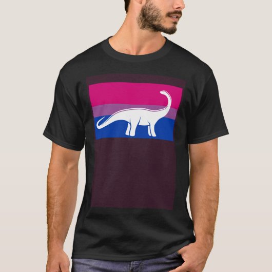 Brontosaurus Dinosaur Bisexual Pride Flag Aestheti Tシャツ (正面)
