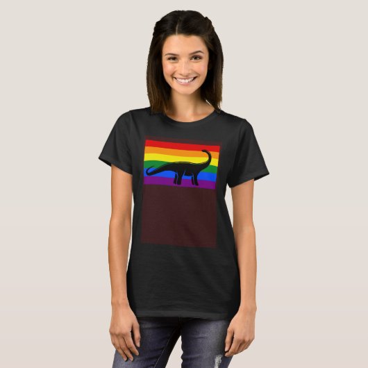 Brontosaurus Dinosaur  Gay Pride Flag Aesthetic Tシャツ (正面フル)