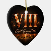 Bronze 8th Anniversary Heart-Shape Custom Ornament セラミックオーナメント (右)