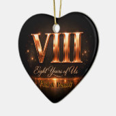 Bronze 8th Anniversary Heart-Shape Custom Ornament セラミックオーナメント (左)