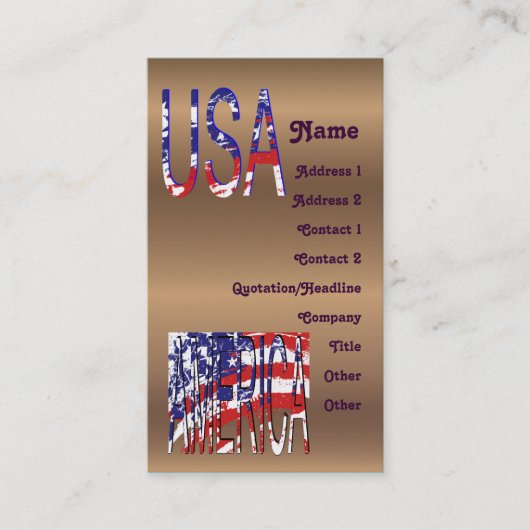 Bronze American USA Create Your Own 名刺 (正面)