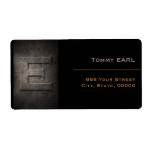 Bronze Black Metal Monogram E Address Label ラベル