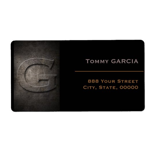 Bronze Black Metal Monogram G Address Label ラベル (正面)