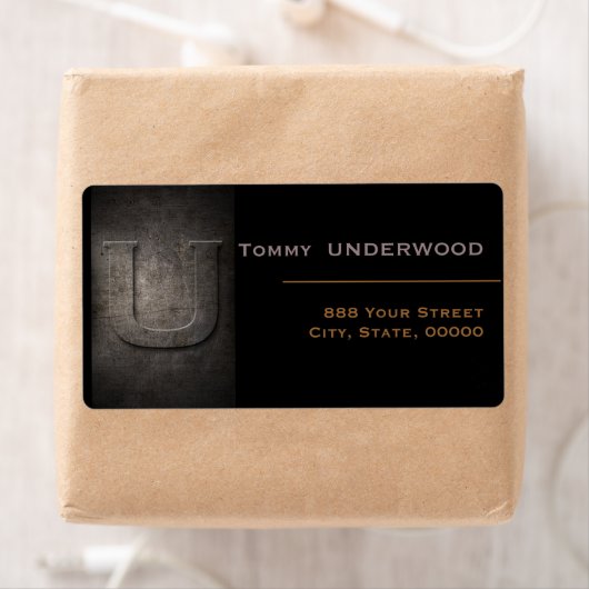 Bronze Black Metal Monogram U Address Labels ラベル (インサイチュ)