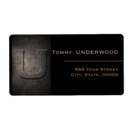 Bronze Black Metal Monogram U Address Labels ラベル