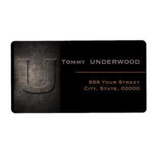 Bronze Black Metal Monogram U Address Labels ラベル
