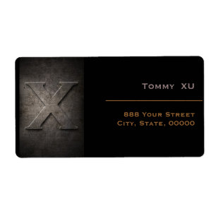 Bronze Black Metal Monogram X Address Label ラベル