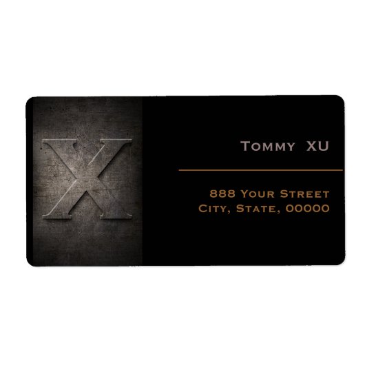 Bronze Black Metal Monogram X Address Label ラベル (正面)