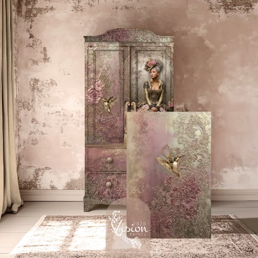 Bronze Blush, Gold Hummingbird, Embossed Floral 薄葉紙