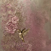 Bronze Blush, Gold Hummingbird, Embossed Patina 薄葉紙