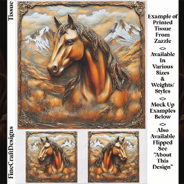 Bronze Embossed Mountain Horse EK7L Decoupage 薄葉紙