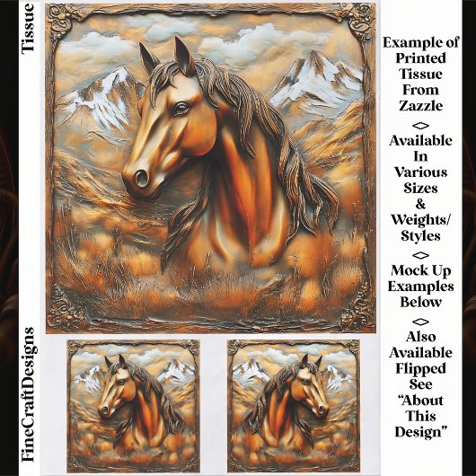 Bronze Embossed Mountain Horse EK7L Decoupage 薄葉紙