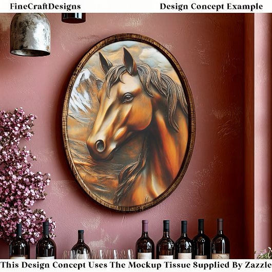 Bronze Embossed Mountain Horse EK7L Decoupage 薄葉紙