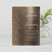 Bronze Glam Brushed Metal Glitter Wedding 招待状 (スタンド正面)