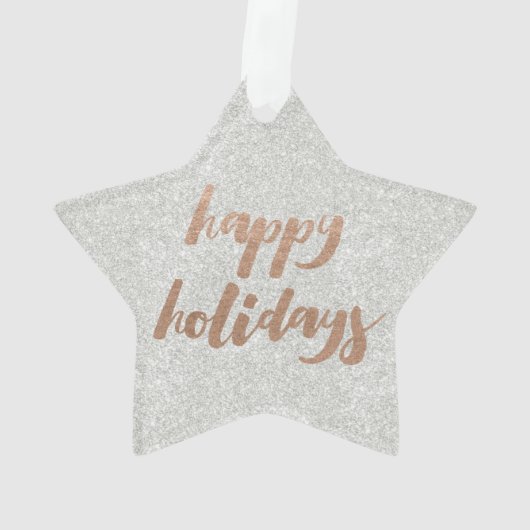 Bronze Happy Holidays Script Xmas Tree Ornament オーナメント (裏面)