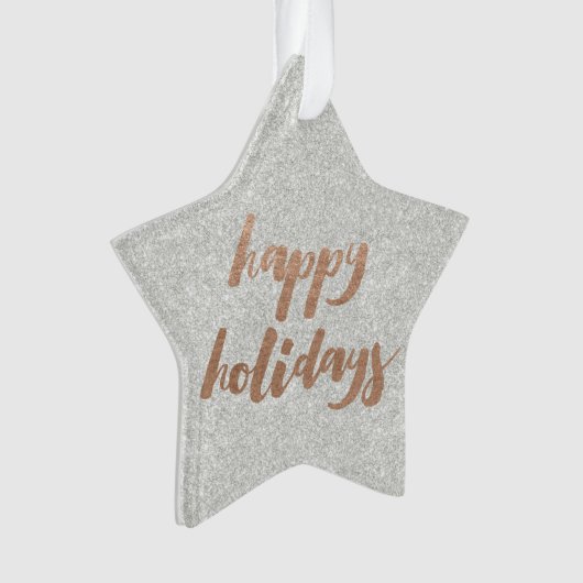 Bronze Happy Holidays Script Xmas Tree Ornament オーナメント (正面)