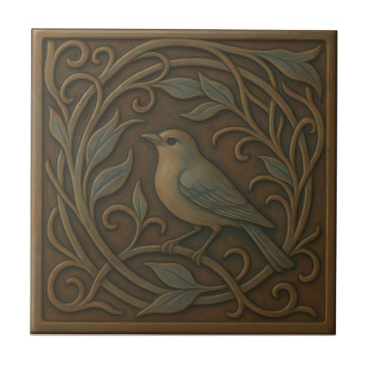Bronze Hummingbird Ceramic Tile タイル (正面)