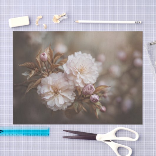 Bronze Leaf Pink Double Sakura Bloom 薄葉紙 (クラフト)